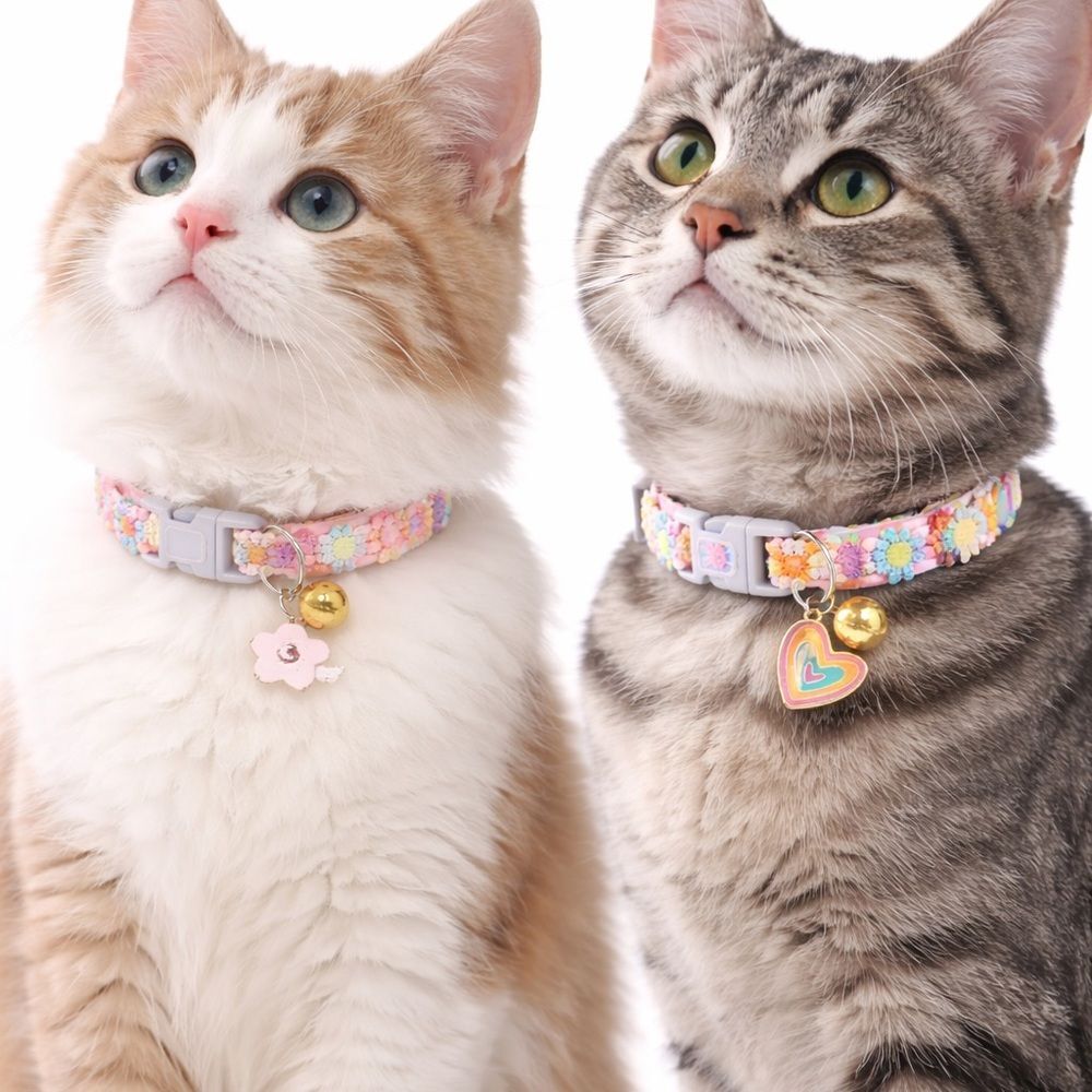 Brand new and unused set of 3 adorable floral cat collars